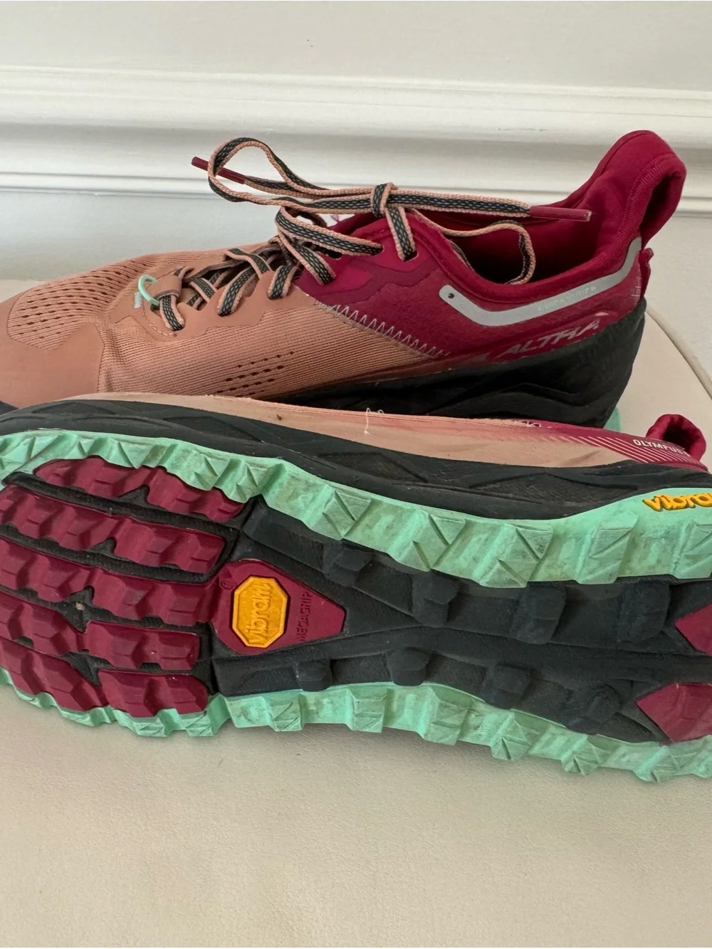 Altra Women's Trail Shoes in Rosewood, Burgundy & Mint